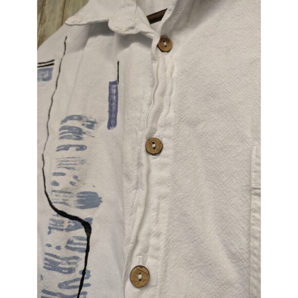 Expressions By Leslie Women's Art Wear 100% Cotton Short Sleeve Button Down Top - Picture 6 of 12